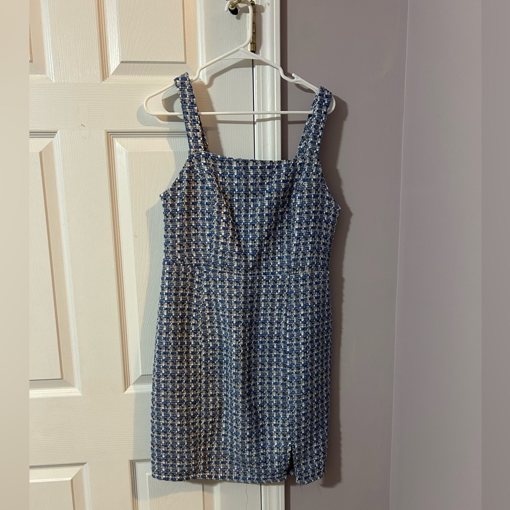 Primark Blue and White Checkered Mini Dress
